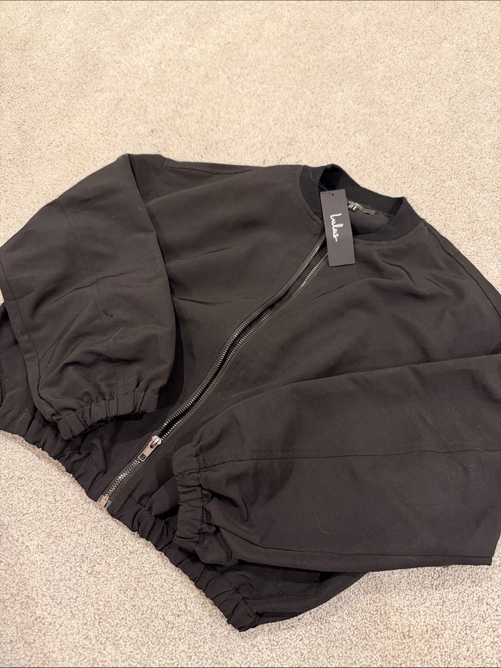 Lulu's Black Zip-Front Bomber Jacket